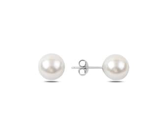 Sterling Silver Freshwater Pearl Solitaire Stud Earrings