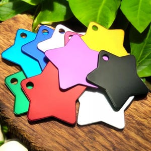 Personalised metal dog tag multicoloured, Star Shape pet tags for collars