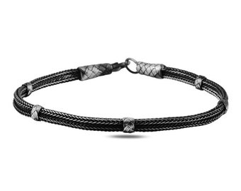 Oxidised Silver Handwoven Bracelet By Giftetch