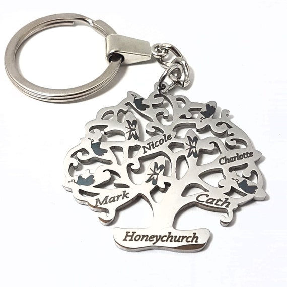 Personalised family tree keyring discount
