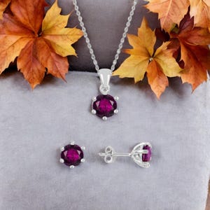 Sterling Silver Round CZ Birthstone Necklace And Earring Solitaire Set By Giftetch