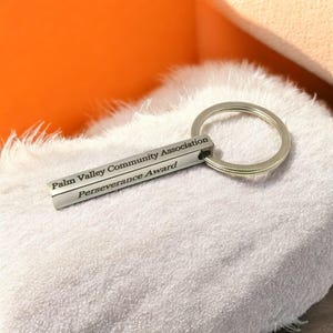 Personalised Stainless Steel Bar Keyring For Sides Can Be Engraved by Giftetch