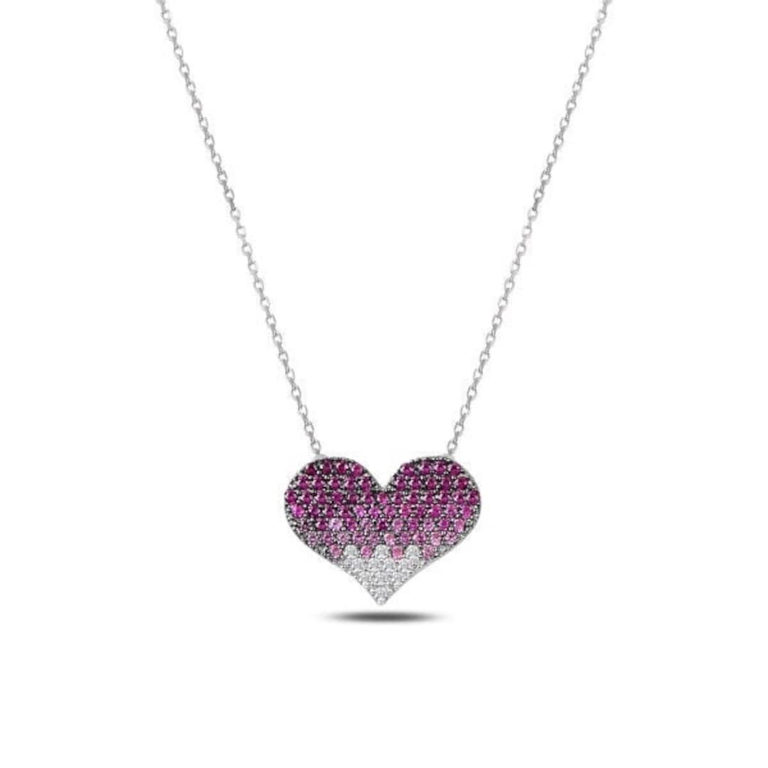 [Julie Vos] Heart DelicateNecklace-Iridescent Blush Pink main image 0