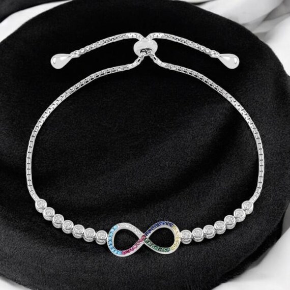 Billie Bijoux 925 Argento Sterling Braccialetto con zircone in per Donna, Forma di Simbolo Infinito Regalo per Amante (A4-Silver