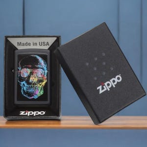 Personalised Zippo Colourful Skull Design Lighter by Giftetch