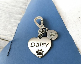 Personalised Dog ID Tag: Stainless Steel Pet Collar Charm, Microchip Tag