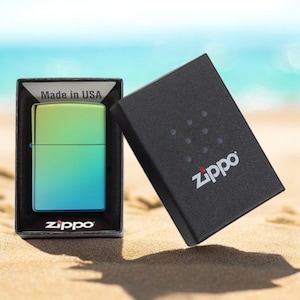 Gepersonaliseerde zippo-aansteker, hooggepolijste blauwgroen aangepaste zippo in geschenkverpakking
