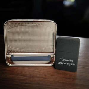 Personalised Lighter Gift Set with Tobacco Rolling Machine by Giftetch