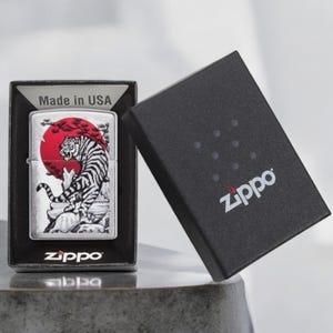 Customisable Zippo Lighter with Asian Tiger Design for Personalisation