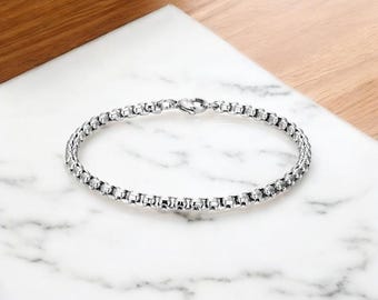 Bransoleta męska ze stali nierdzewnej typu box chain 4 mm