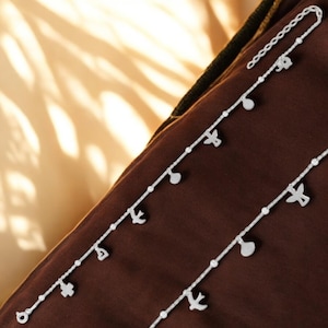 Sterling Silver Dainty Charms Anklet by Giftetch.
