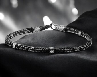 Oxidised Silver Handwoven Bracelet By Giftetch
