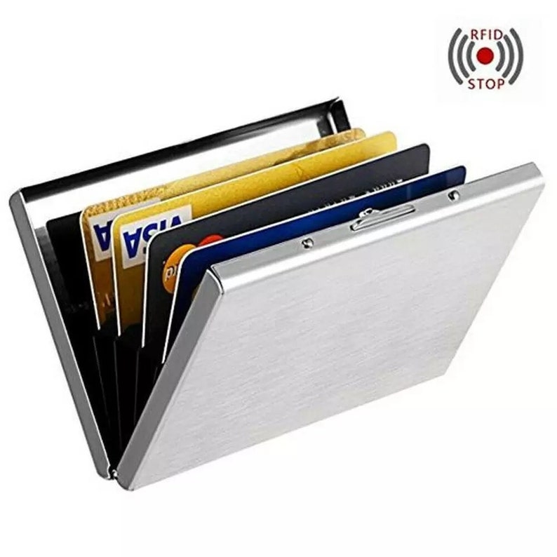 Personalised Card Holder,Stainless Steel RFID Blocking Secure Bank Card Case