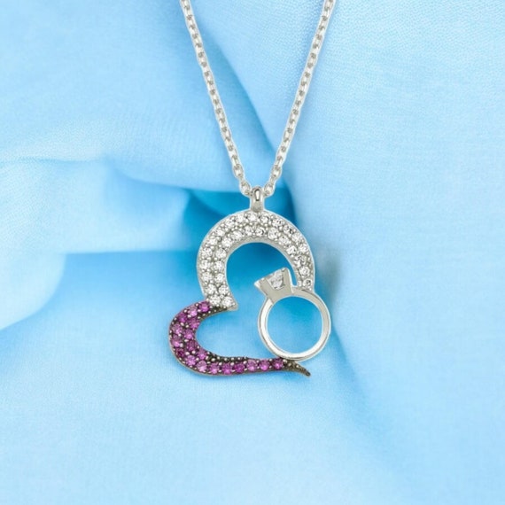 Buy Sterling Silver Ring in Solitaire Heart Necklace by Giftetch