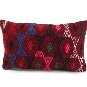 Red Kilim Pillow 12x20 Pillow Cover Turkish Kilim Pillow Handwoven Kilim Lumbar Sofa Throw Pillow Cover 12x20 mothers day gift for mom