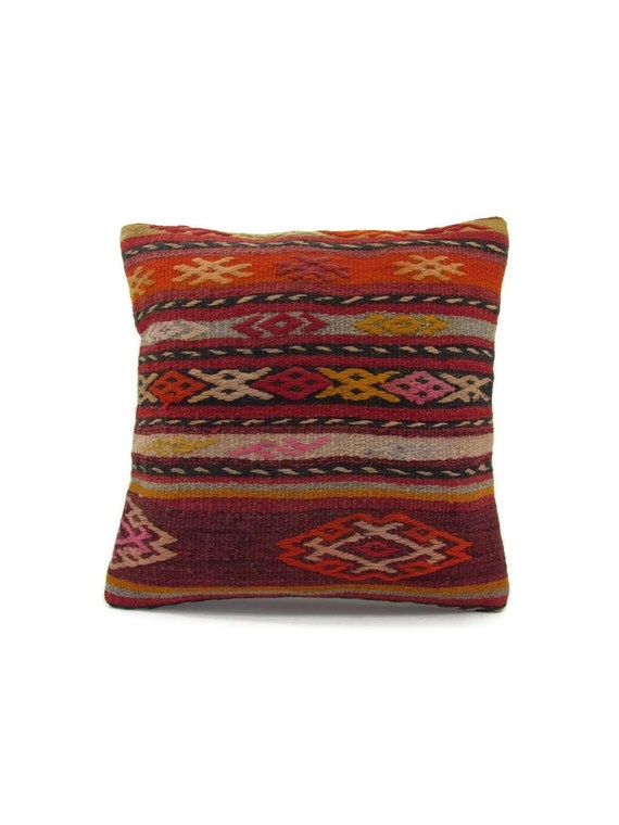 Kilim Pillow Cover 16x16-Decorative Pillow-Unique Home Decor-housewarming gift-Sham Cover