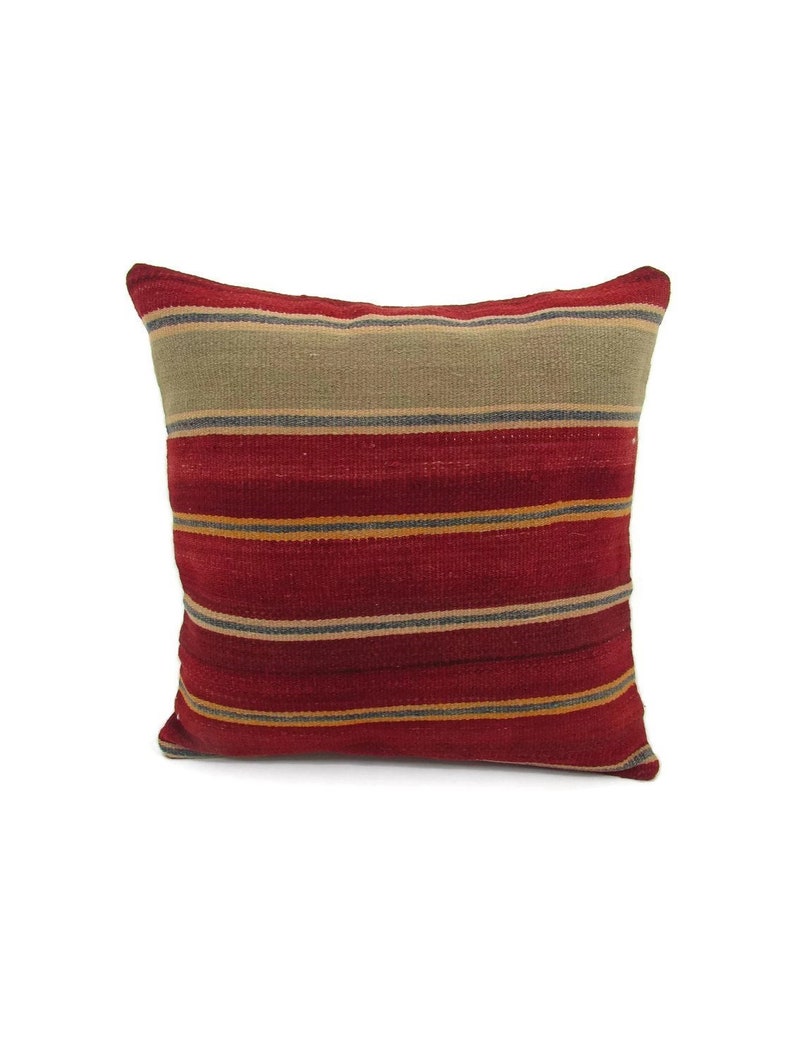 Striped Kilim Pillow 16x16 Sofa Throw Cover Home Image 0