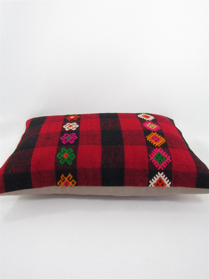 Red Kilim Pillow 12x20 Pillow Cover Turkish Kilim Pillow Handwoven Kilim Lumbar Sofa Throw Pillow Cover 12x20 mothers day gift for mom
