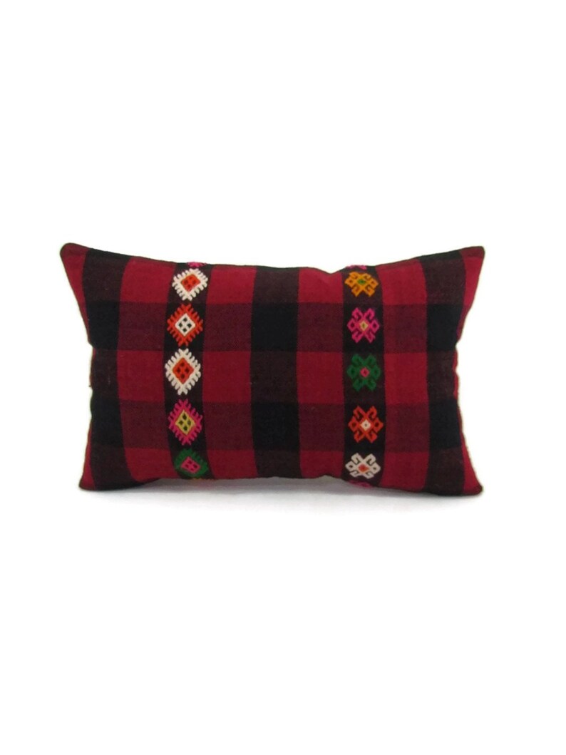 Red Lumbar Pillow Cover 12x20 Christmas Decor Kilim Pillow ...