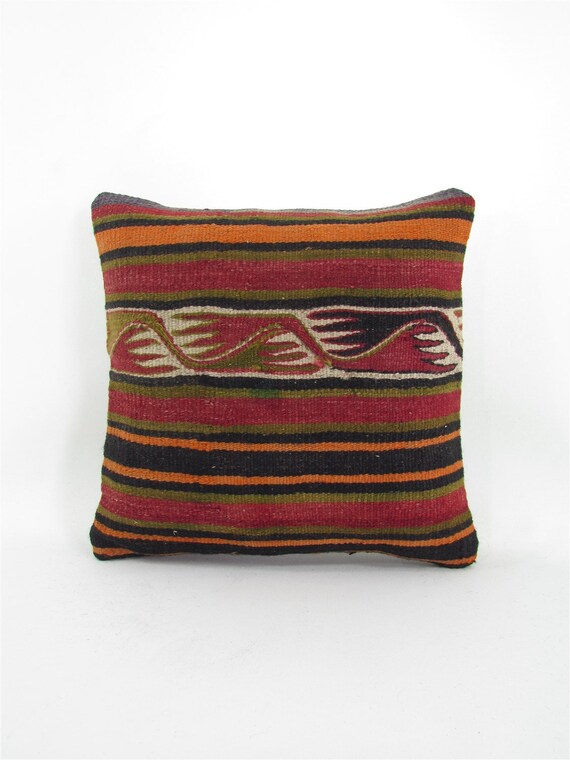 Kilim Pillow Cover 16x16-Decorative Pillow-Unique Home Decor-housewarming gift-Sham Cover