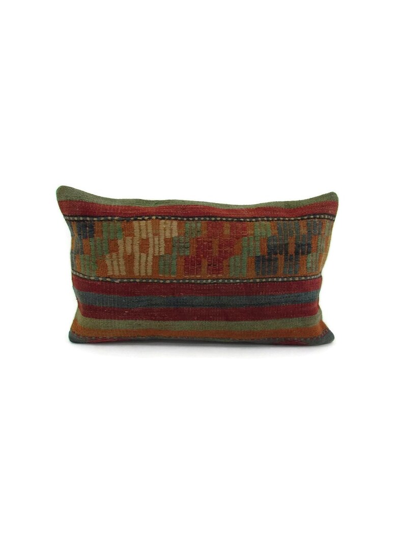 Boho Lumbar Pillow Cover Kilim Pillow 12x20 Boho Decor Etsy