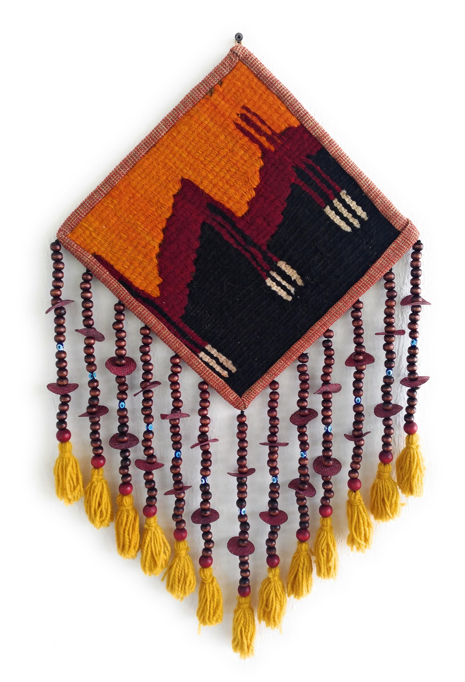 Woven Wall Hanging Boho Wall Decor Beaded Wall Hanging Wall Etsy