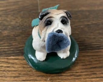 1990 Byers Choice The Carolers Dog Bulldog Christmas Figurine 4 In Vintage