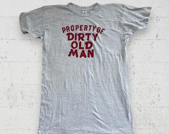 Vintage Property of Dirty Old Man 1970s Champion Blue Bar Shirt Blue XL USA