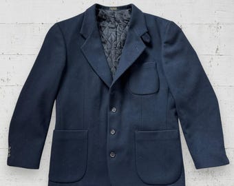 Vintage LL Bean Thinsulate Wool Quilt Lined Jacket Sport Coat 40R Navy USA