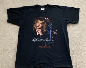 Vtg 90s LeAnn Rimes Graphic Tee Shirt XL SINGLE STITCH Tennessee River Gold