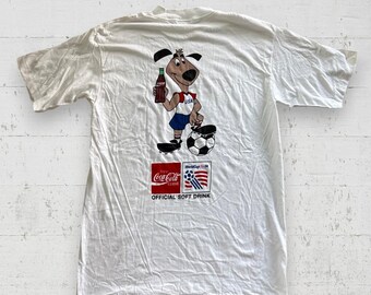 1994 Olympics Soccer USA Coca Cola Single Stitch T Shirt Sz L Striker the Pup