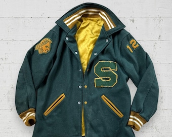 Vintage 70s Sequoyah H.S. (Georgia) Letterman Jacket Green L/XL