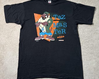 Vintage 1993 Looney Tunes Taz T-Shirt, Black Single Stitch XL