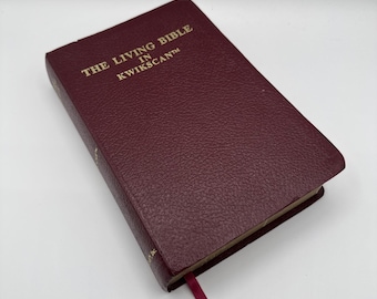 The Living Bible in Kwikscan Vintage 1989 Maroon Leather 1st Edition