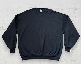 Vtg 90s Men's 2XL Jerzees Black Crewneck Sweatshirt Deadstock Blank NWTs USA