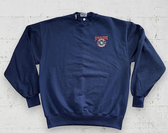 Vintage 90s Jerzees Cotton Sweats Syracuse University Sweatshirt Men L Blue NOS