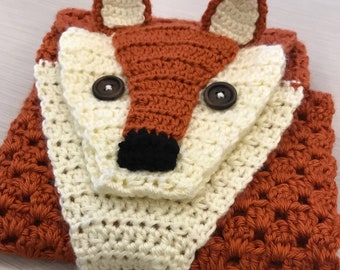 Handmade Crochet Fox Keyhole Scarf