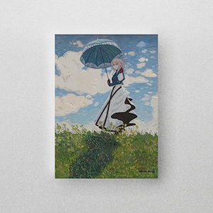 Violet with a Parasol Print (Violet Evergarden x Claude Monet)
