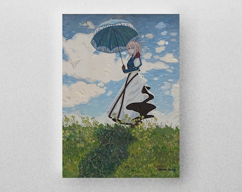 Violet with a Parasol Print (Violet Evergarden x Claude Monet)