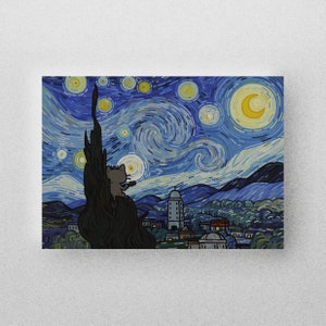 Noche estrellada sobre la impresión de Lavender Town (Pokémon x Vincent van Gogh)