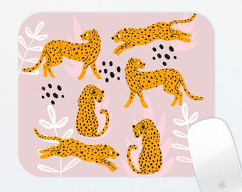 Alfombrilla de ratón con estampado de leopardo, bonito estampado de guepardo, decoración para escritorio de oficina.