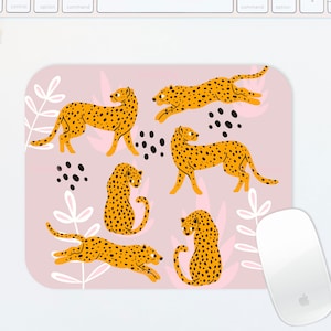 Leopard Mousepad Cute, Cheetah Office Decor Mouse Pad, Office Mouse Pad, Coworker Gift, Dorm Desk Accessories