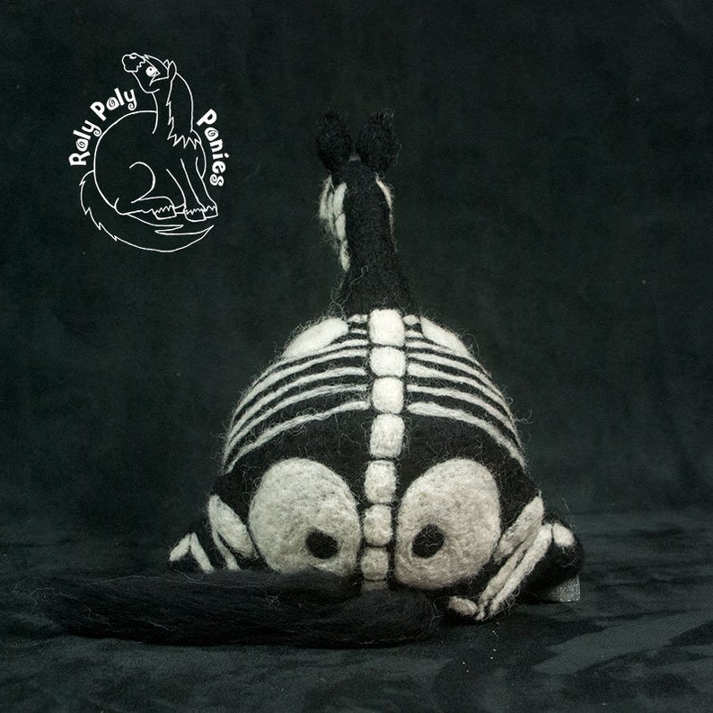 Roly Poly Pony Skeleton Hand Made Needle Felted Halloween Etsy