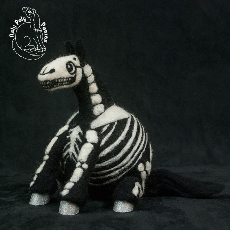Roly Poly Pony Skeleton Hand Made Needle Felted Halloween Etsy