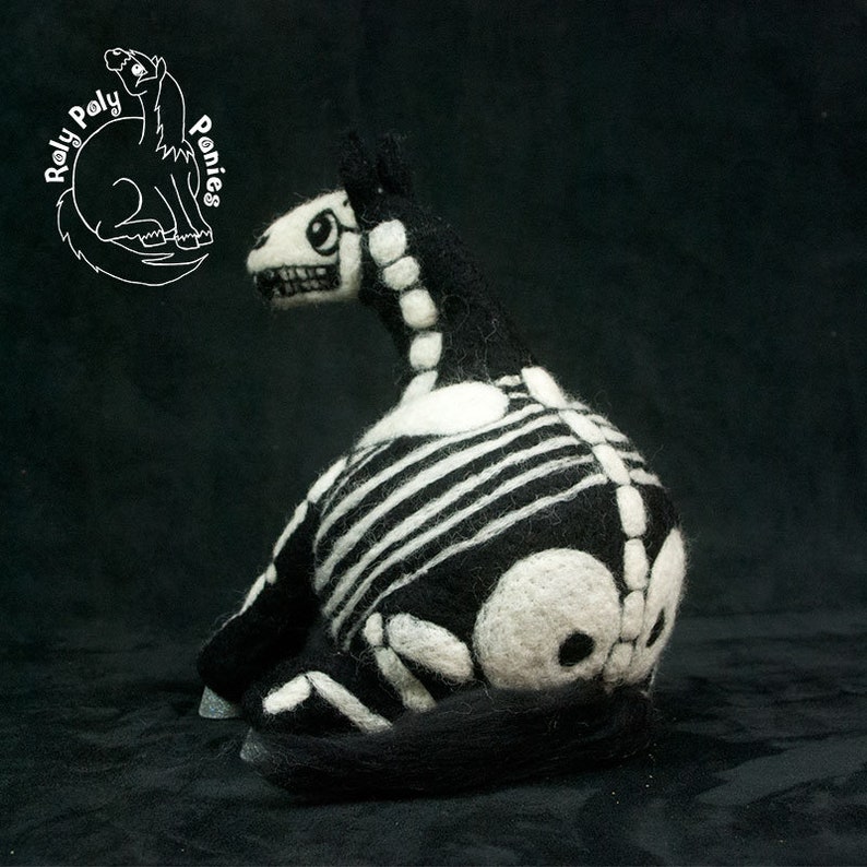 Roly Poly Pony Skeleton Hand Made Needle Felted Halloween Etsy