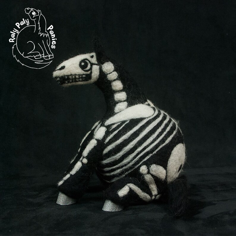 Roly Poly Pony Skeleton Hand Made Needle Felted Halloween Etsy