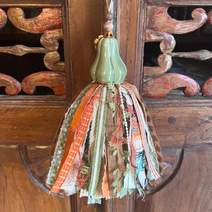 Fall Pumpkin Tassel, Sage Green Pumpkin Decor, Autumn Door Knob Tassel, Thanksgiving Decor, Farmhouse Fall Home Accent