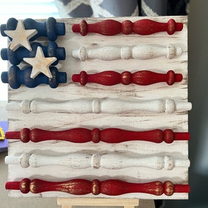 American Flag Spindle Decor