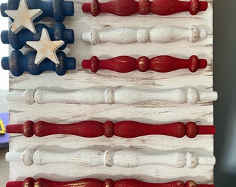 American Flag Spindle Decor