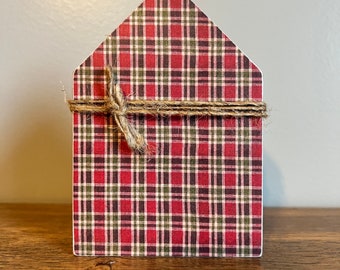 Christmas Plaid Wood Candle Set: Rustic Tiered Tray Decor  Plaid Christmas Candle Set of 3 Handmade Lodge Decor main image 1